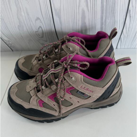 L.L. Bean 258485 Tan Waterproof Outdoor Trail Hiking Sneakers Women's Sz 8 Wide - Picture 3 of 8
